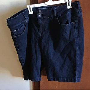 Torrid size 24 black denim shorts, 21 inches long